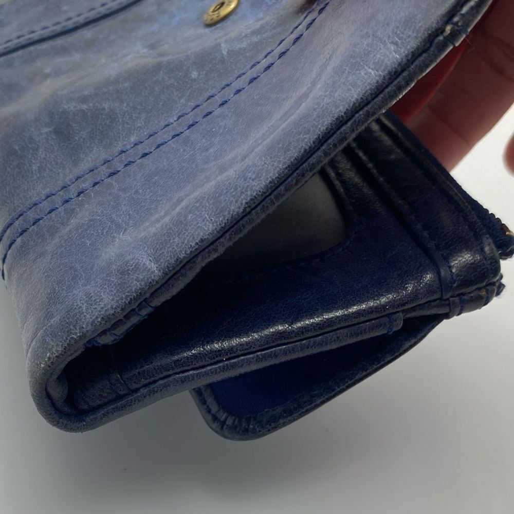Fossil Blue Leather Wallet Long Live Vintage Clutch Organizer ID Card Holder - Picture 10 of 10
